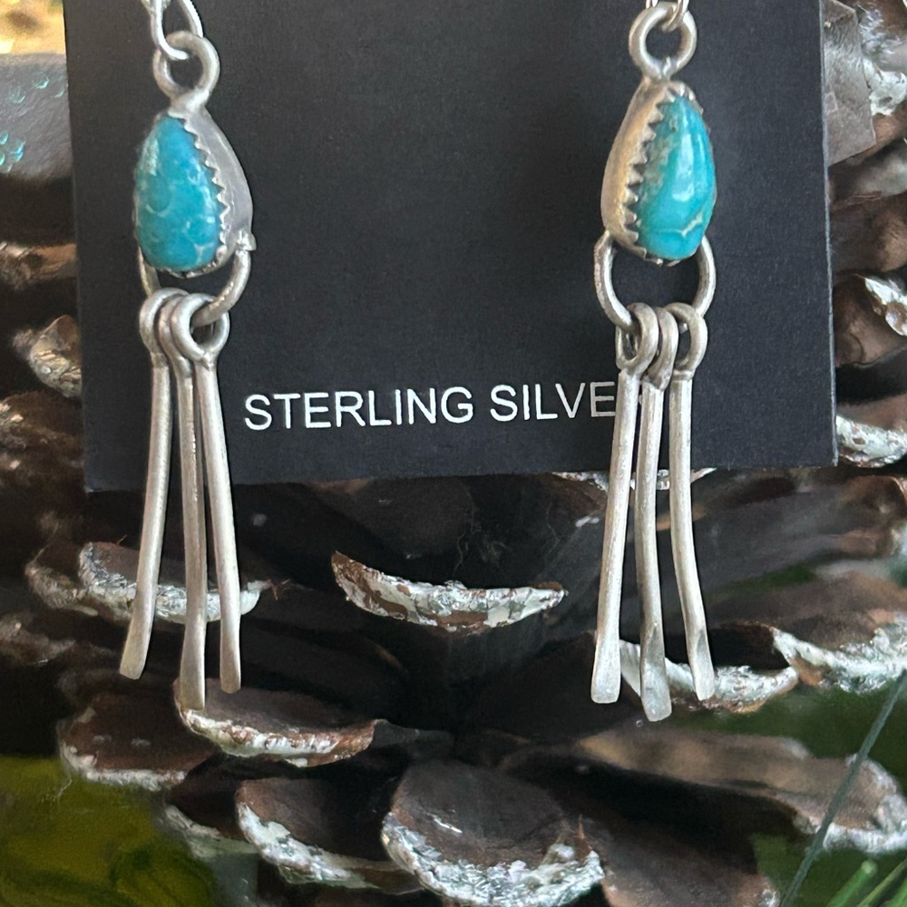925 white water turquoise earrings - Picture 4 of 4